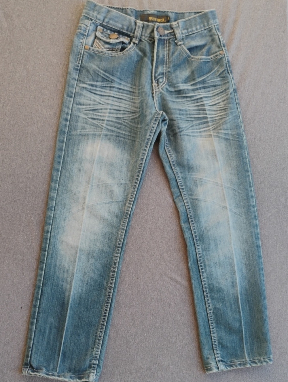 rebels Light Washed Blue Slim Straight Jeans